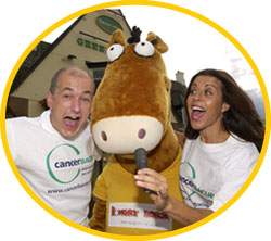 Jacey Salles who played Ramona in Cold Feet and Rodger Holden of CancerBACUP warm up with a finely tuned duet in the Hungry Horse Karaoke Krazy