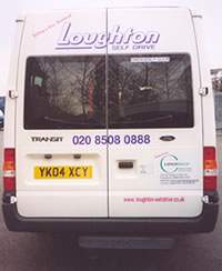  A Loughton van with the CancerBACUP logo on the back