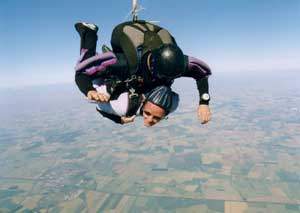 Des on his freefall tandem parachute jump