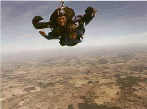Helen on her tandem parachute jump