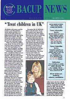 Front cover of CancerBACUP News, issue 26