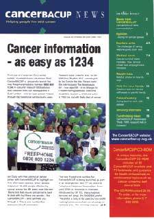 Front cover of CancerBACUP News, issue 34
