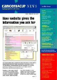 Front cover of CancerBACUP News, issue 37