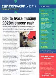 Front cover of CancerBACUP News, issue 46