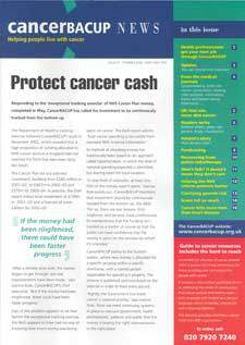 Front cover of CancerBACUP News, issue 47